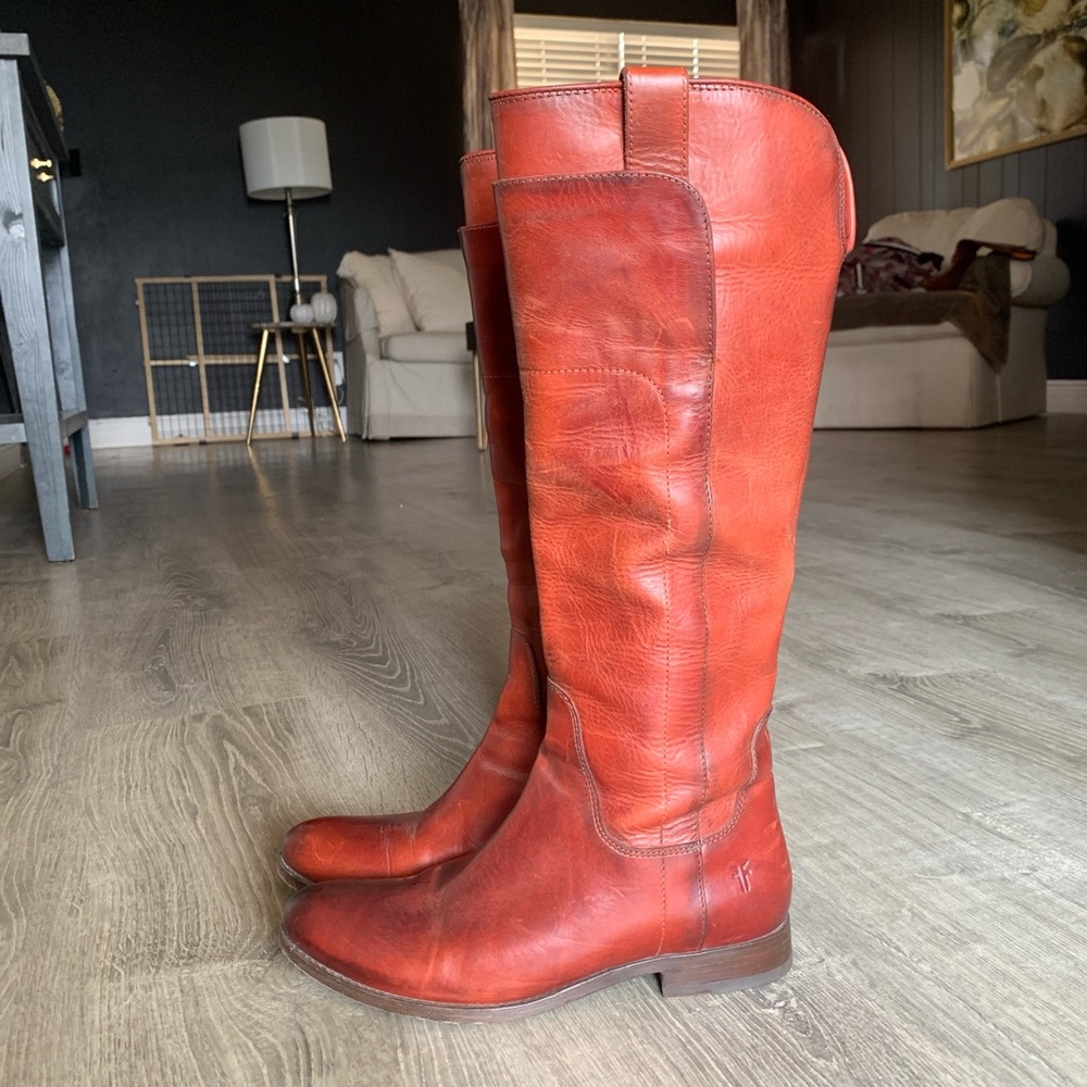 Frye Red Leather Riding Boots